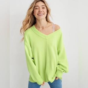 Aerie Wonder Textured V-Neck Sweatshirt